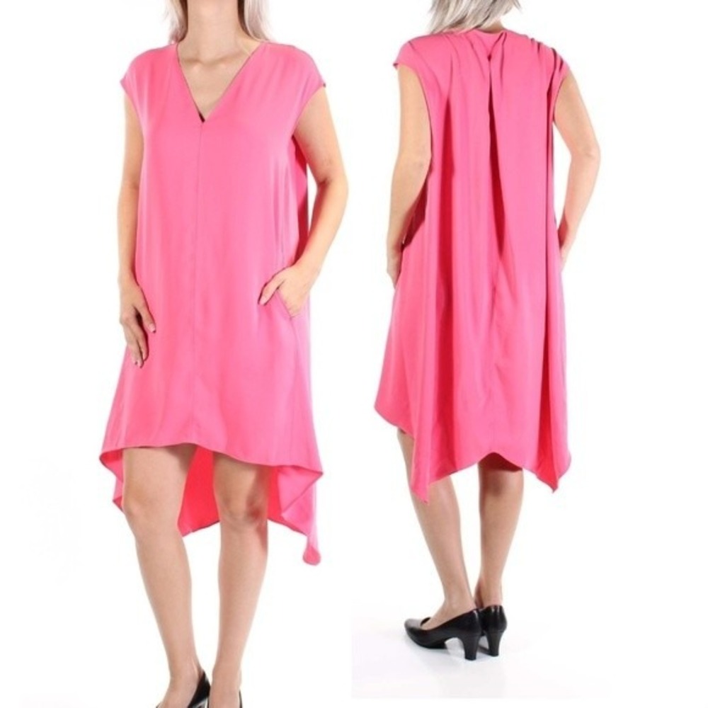 Rachel Rachel Roy Pink Coral V Neck Sleeveless High Low Hem Dress Size M